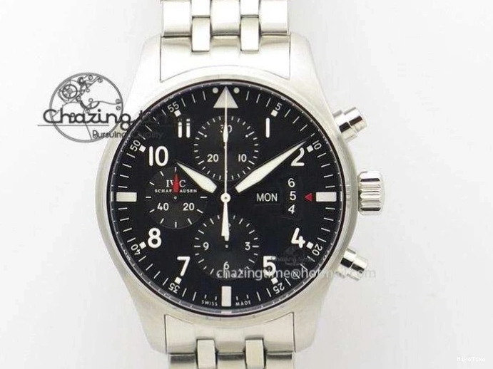 MIROTIME 0712 Pilot Chrono 377725 SS ZF 1:1 Best Edition White Dial on Black Leather Strap A Soft 7183